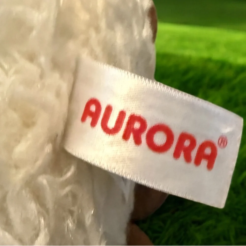 Aurora World 9” Plush White Lamb Sheep Chunky Brown Feet Embroidered Eyes Lovey